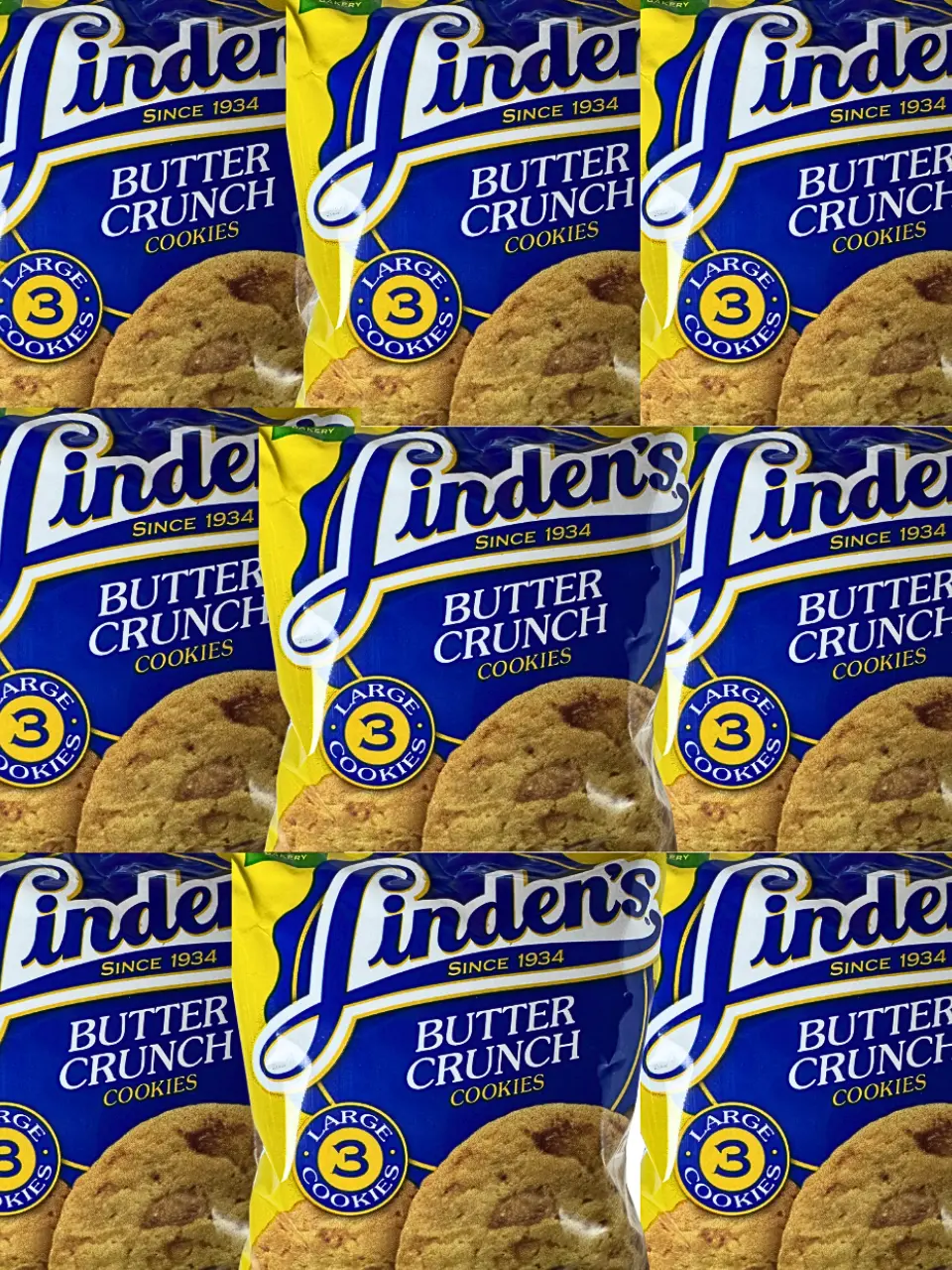 Linden’s Butter Crunch Cookies 9 Pack or 12 Pack NYC Bodega Cookies NY Snack Pantry 3 Cookie Bags