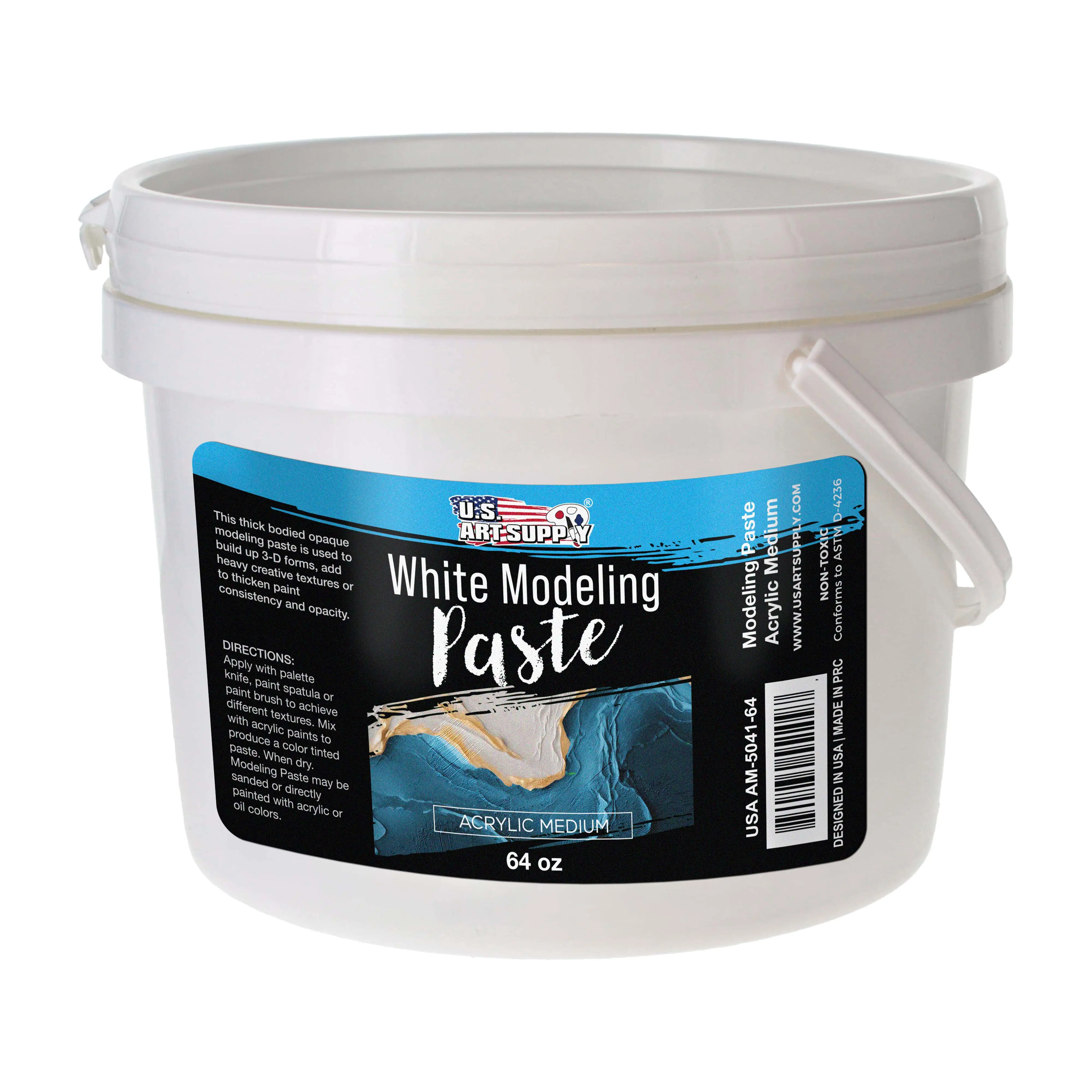 Acrylic Modeling Paste White - 64oz, Lightweight, Flexible, Mixable, Sandable, and Archival-Safe