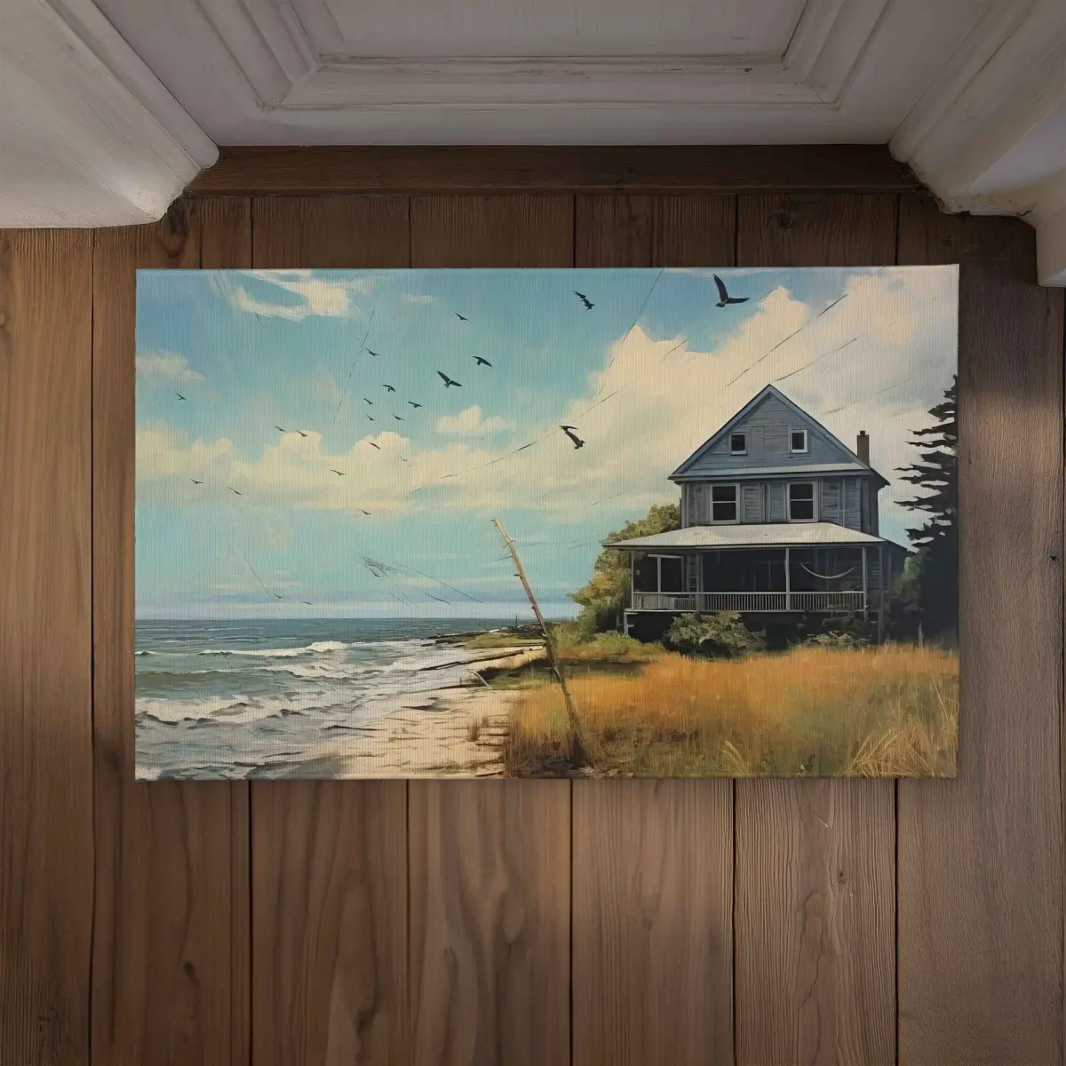 Begin Home Decor CODM2134E814HD 21 x 34 in. Evening at the Beach - Green Contemporary Indoor & Outdoor Door Mat