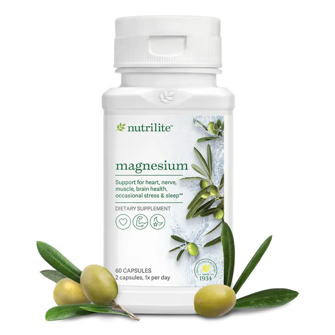 Nutrilite Magnesium Capsules 60 Count High Absorption Marine Magnesium for Sleep Muscle Nerve Support Daily Wellness Routine Healthcare Fitness Supplement Dietary
