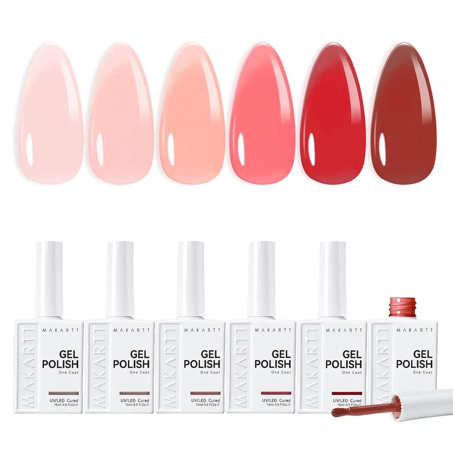 Makartt Gel Nail Polish Set Nude15ml One N'Done, 6 Color Gel Polish Soak Off High-Gloss Brown, Salon-Grade UV Nail Art Manicure DIY Salon Home Nail Care