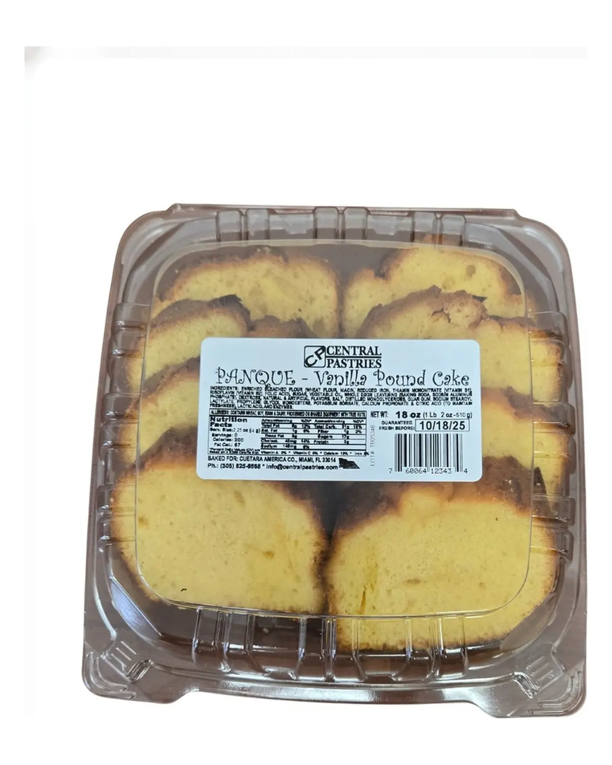 Panque Vanilla Pound Cake 18oz Central Pastries