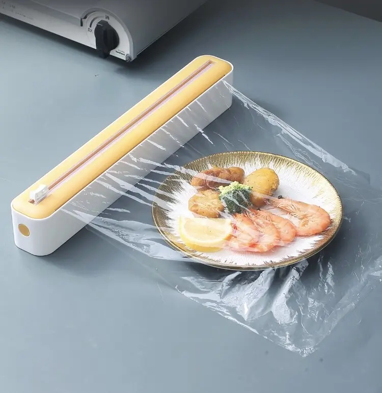 Kitchen Plastic Wrap & Aluminum Foil Dispenser Set with Adjustable Cutter - Wall-Mounted or Magnetic Home Organizer Storage Box