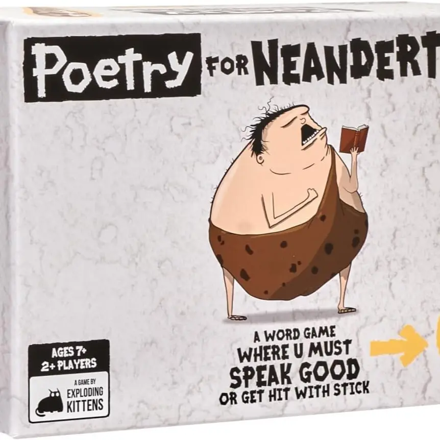 Exploding Kittens Poetry for Neanderthals 2+ Players - Ages 7+ - 15 Minutes to Play - Competitive Word Guessing Game - Party Game, Family Game Night, Kid and Adult Card Game