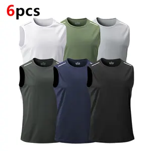 Multi-pack men's quick-dry sports vest - breathable polyester, solid color, suitable for running and leisure, summer essential, round neck short sleeve T-shirt