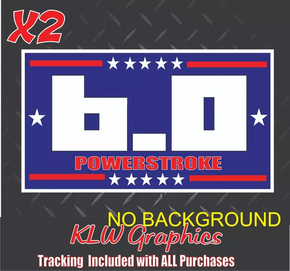Powerstroke 6.0 Red White Blue Full Color Decal Sticker Turbo Diesel Truck 7.3 6.7 Crew Cab USA Funny Dad