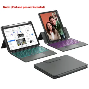 for iPad 10th generation protective case with keyboard 7-color backlight, multi touch touchpad, flip cover holder Magnetic protective case with pen holder, 2 Bluetooth channels suitable for iPad 10th generation 10.9-inch 2022 (excluding pen and tablet)