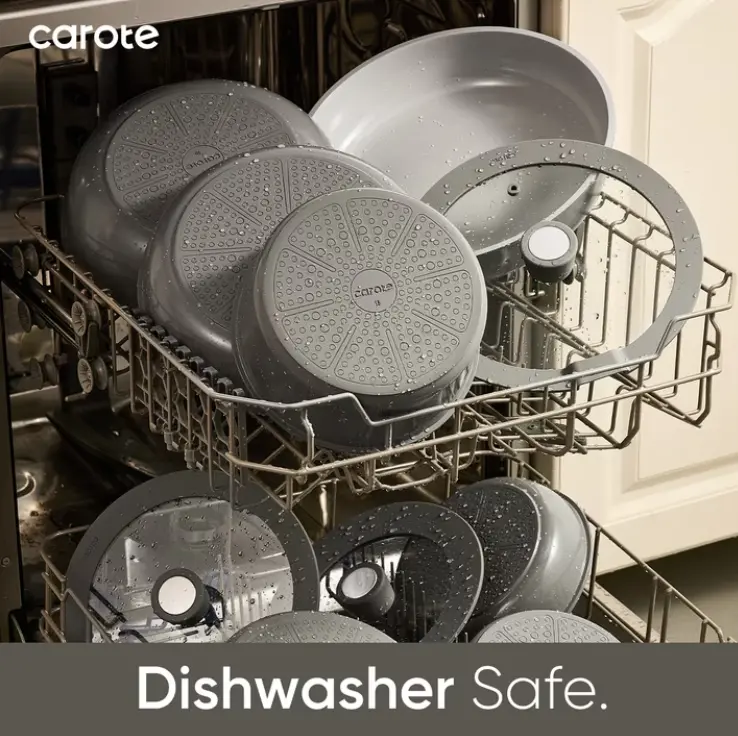 CAROTE 19 Pcs Ceramic Nonstick Pots and Pans, Kitchen Cookware with Detachable Handles, Oven Safe, Induction Compatible