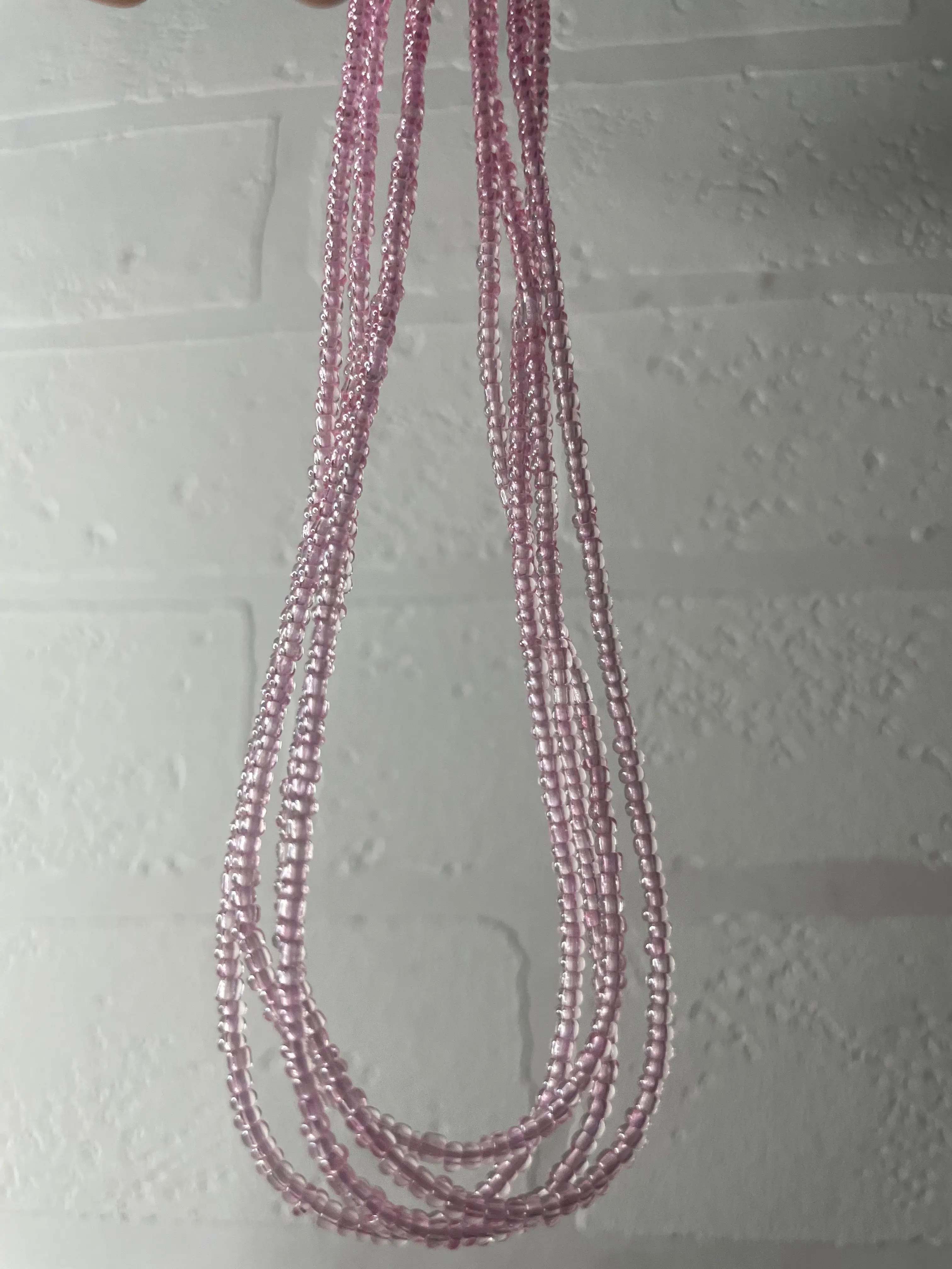 Pink luster Handmade west African waist beads Daily Wear String Length 70 Inches Bead Length 60 Inches