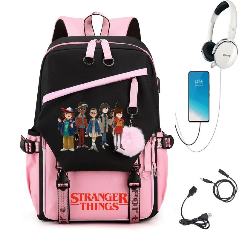 New Stranger Things Season 4 Anime Print Backpack, Large Capacity Student School Bag, Business Laptop Computer Rucksack for Daily Commute Travel