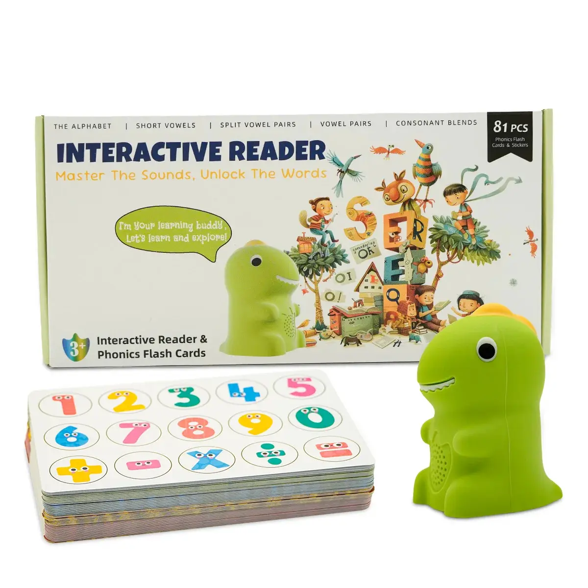 Educational Interactive Talking Flashcard Toy for Young Children - Talking Reader with Learning Flash Cards, 81 Cards, Durable ABS Frame, LCD Panel, CR2025 Replaceable Button Cell, School Use, Kids Gift