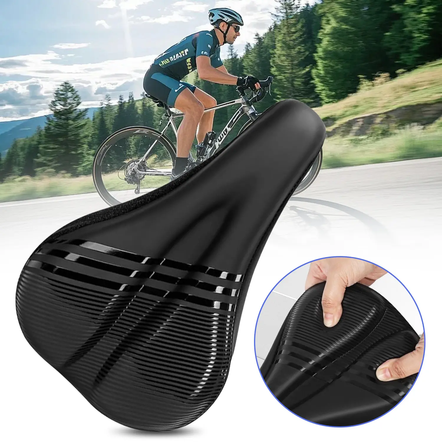 Bike Seat Cushion - Gel Padded Bike Seat Cover for Men Women Comfort, Extra Soft Exercise Bicycle Seat
