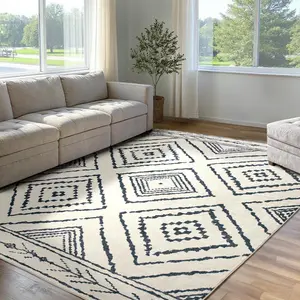 BESTSWEETIE Washable Rugs for Living Room 8x10ft Geometric Design Ultra Soft Durable Faux Wool Moroccan Runner Rug Non Slip TPR Backing Low Pile Machine Washable Kid Pet Friendly
