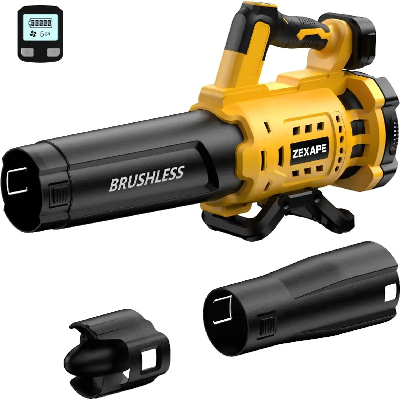 Portable Cordless High Speed Blower - 20V Max, 480 CFM Super Power Wireless Handheld Electric Blower with Brushless Motor, 6 Variable Speed Up to 130MPH, Digital Display Control for Lawn Care (No Battery), Portable Cordless Blower
