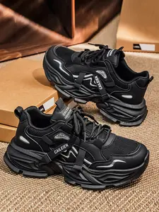 Men's Casual Low-Top Lace-Up Shoes, Patchwork Colorblock Design, Textile Upper & Rubber Sole, All Season Comfortable Casual Athletic Sneakers, Sports Shoes