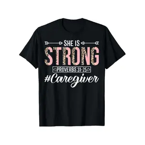 Men's Oversized Short-Sleeve T-Shirt, Proverbs 31:25 She Is Strong Funny Nurse Caregiver Graphic Print, Comfortable Fabric Casual Basic Menswear Top