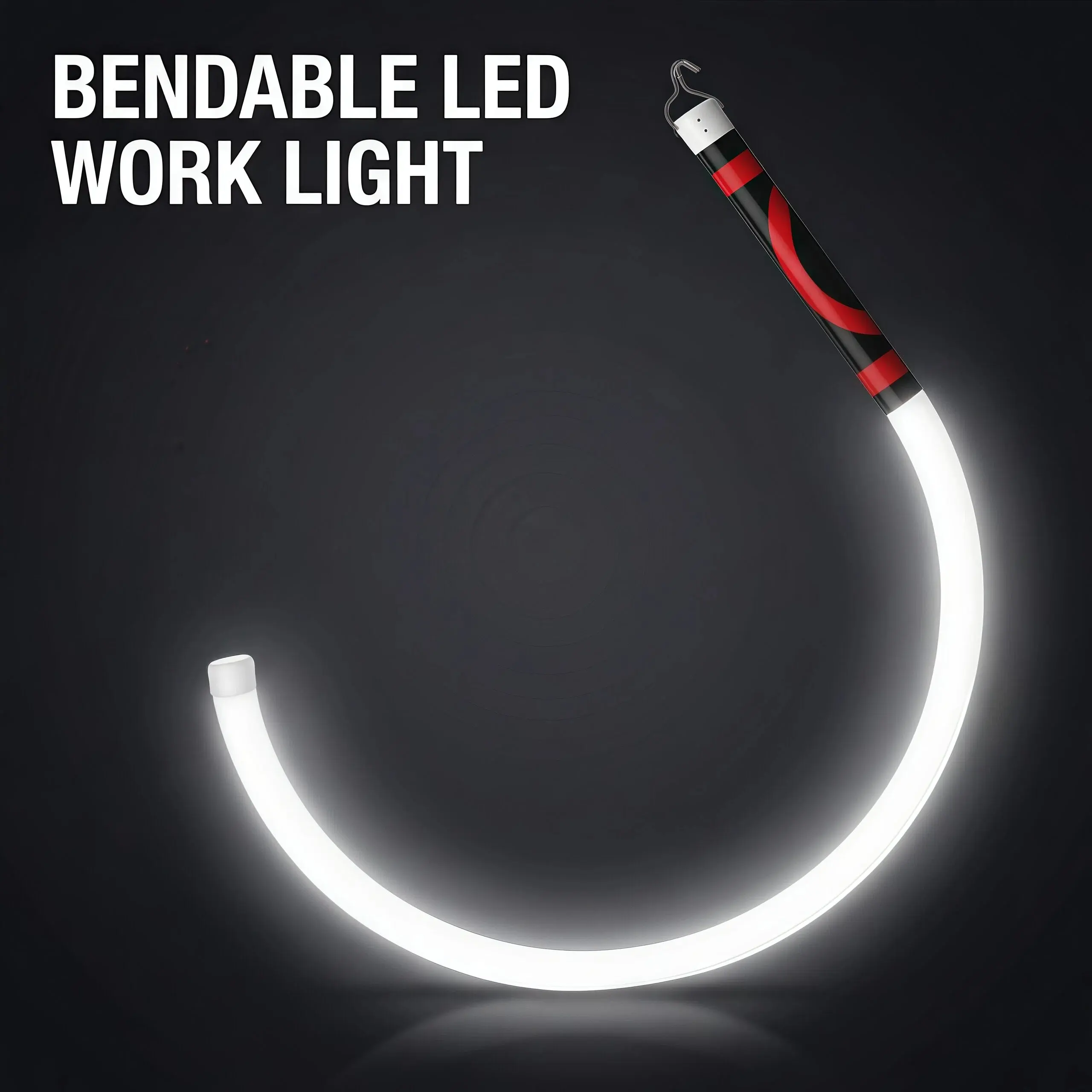 27" Bendable LED Work Light with Hanging Hook, Rechargeable Flexible Inspection Lamp, Shadow-Free Hands-Free Under Hood Light for Car Repair, Mechanics, Garage, DIY, Camping & Emergency Roadside