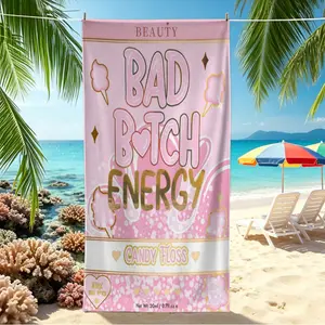 "Bad Bitch Energy" Fun Print Beach Towel, Quick Dry Microfiber Beach Towel, Absorbent Oversized Pool Towel, Perfect for Beach, Pool & Summer Travel, Water Absorbent Towel