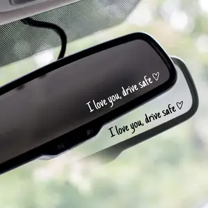 4Pcs Auto Mirror Quote Decals Vinyl Interior Decor Set Black & White Adhesive Reminder Stickers for Teen Drivers