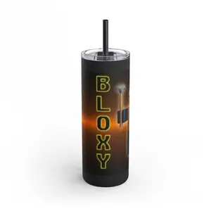 BLOXY Gamer 20oz Stainless Steel Tumbler with Minimal Neon Letter Design Insulated Travel Mug Lid & Straw Gaming Aesthetic Coffee Cup Gift for Gamers & Teens