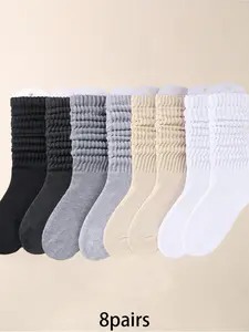 8 Pairs Retro Maillard Style Ankle Socks - Comfortable, Breathable, and Suitable for Women's Commuting and Home Wear