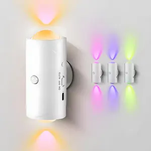 Smart Rechargeable LED Night Light with Motion Sensor – RGB Gradient Dimming Wall Lamp, Magnetic Stick-On Step Light, USB Convenient Charging, Perfect for Bedroom, Entryway, Hallway, Desk & Stairs