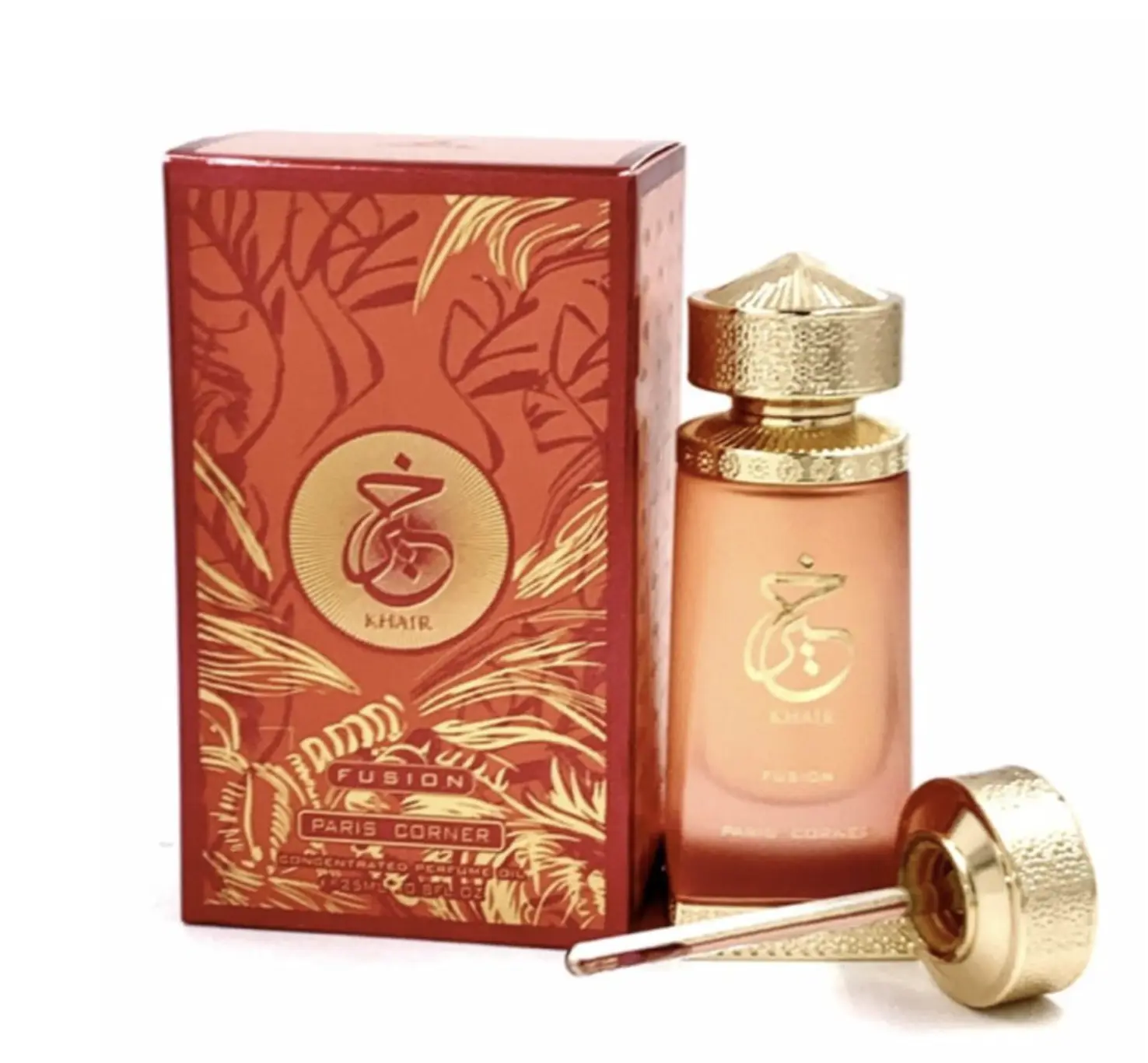 Paris Corner Khair Fusion Pure Concentrated Perfume Oil - Aromatic Unisex Beauty Perfume, Concentrated Long-Lasting Fragrance with Fruity Lychee, Rose, Vanilla Scents, 25ml, Pure Concentrated Perfume Oil Unisex Fragrance