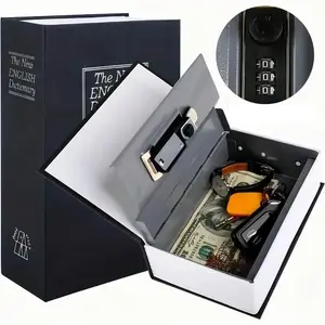 Book Money Box with Password Lock, 1 Count Hidden Secret Storage Box, Safe for Cash, Jewelry, Passports, Valuables, Secure Lock Box for Home, Office, Travel, Mechanical Box， Dictionary Design Hidden Safe Box , Home Office Security Organizer, Surprise Gift
