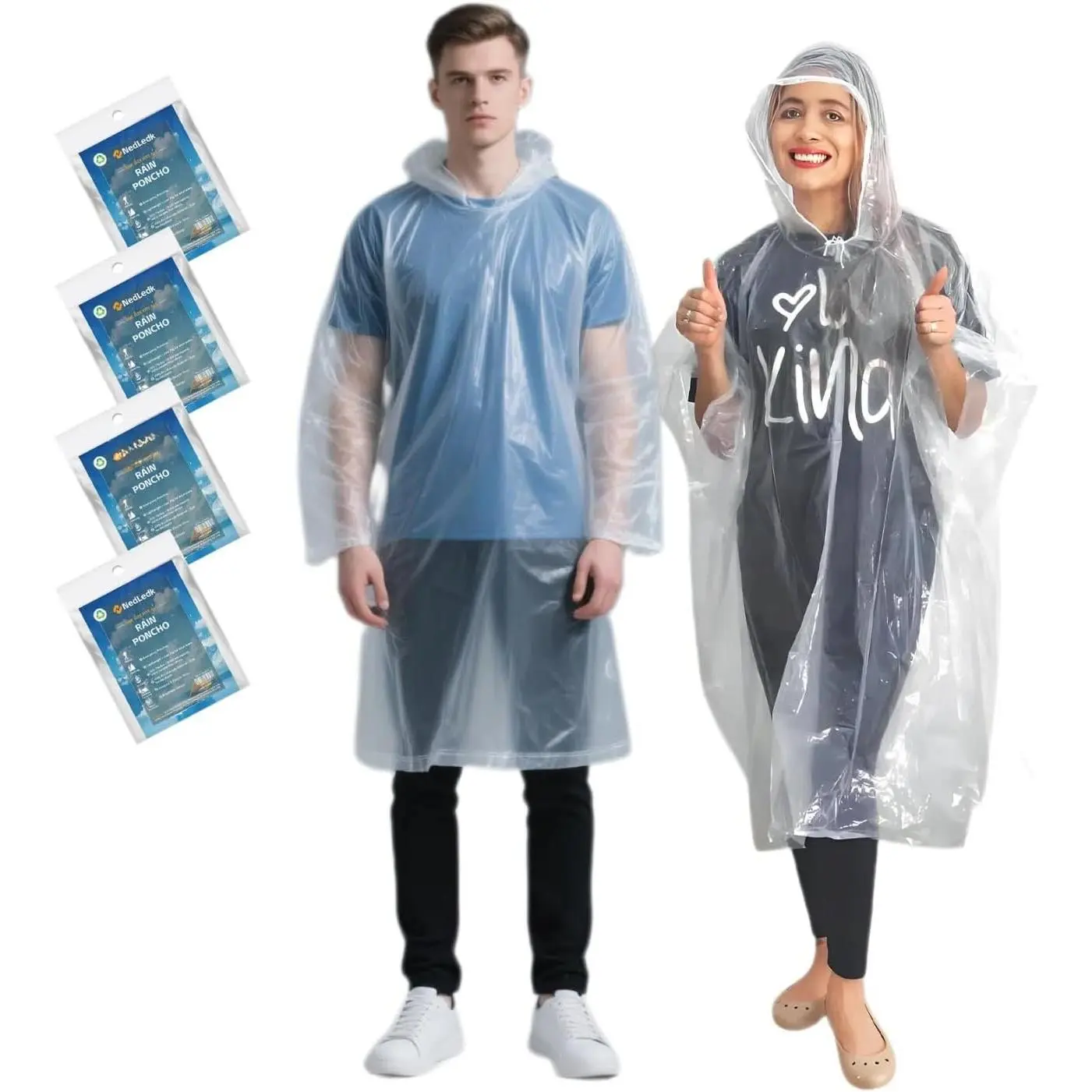 Disposable Rain Ponchos Family Pack - Unisex Outdoor Wear, 45g per, Family-Friendly Safety, Multiple Packs, Portable for Adults & Ages 5-12, Suitable for Disneyland & School Trips