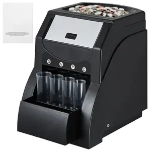 USD Coin Sorter, Coin Sorter Machine for USD Coin 1￠ 5￠ 10￠ 25￠, Sorts up to 230 Coins/min, Coin Sorter and Wrapper Machine Holds 200 Coins Included 4 Coin Tubes, Black