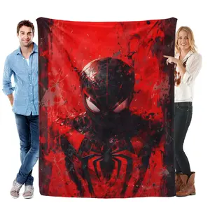 Marvel Spiderman Hero Cooling Blanket Red & Black Design Soft Lightweight Summer Throw for Bedroom Decor Home Travel