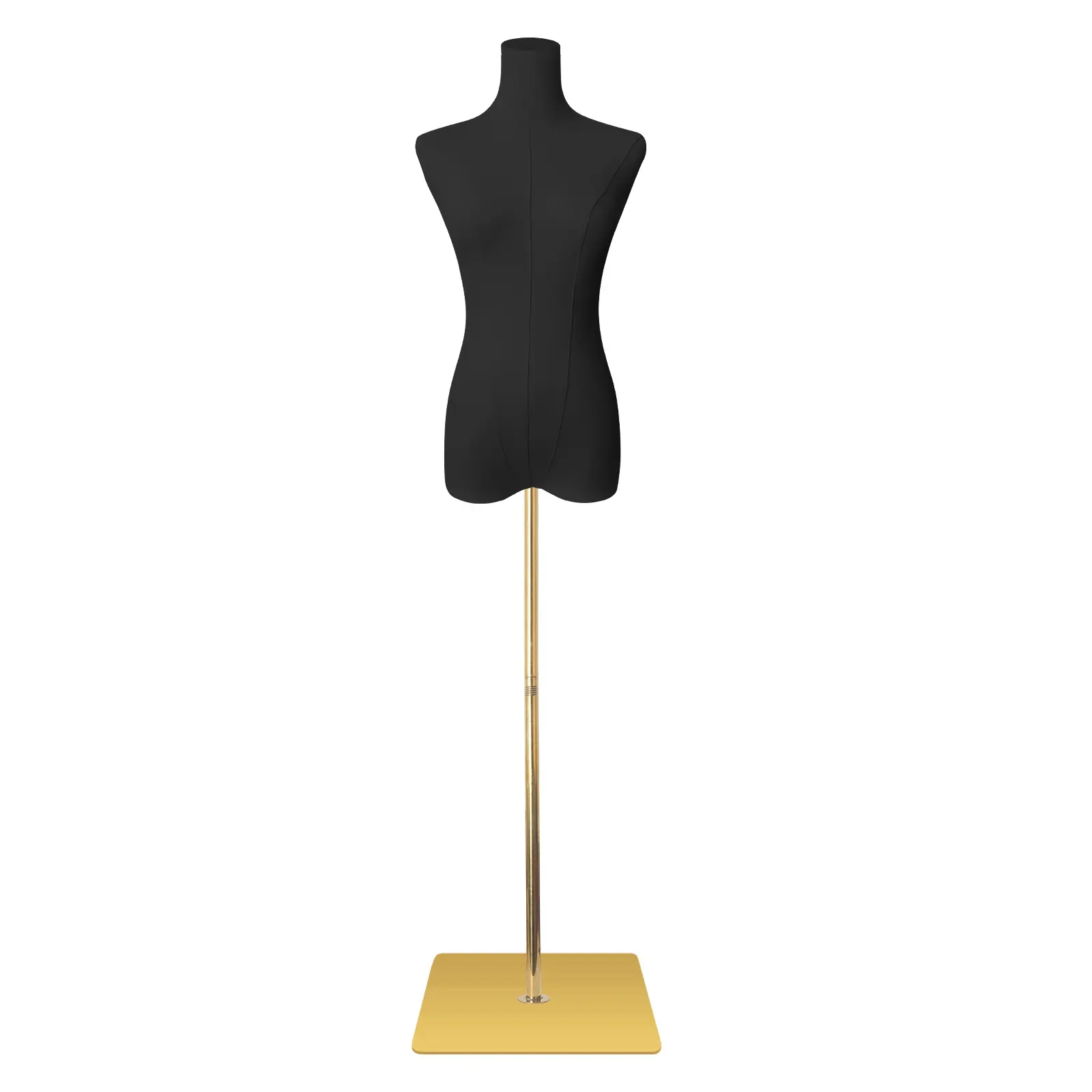 Female Mannequin Torso Women Dress Forms for Sewing Manicanequin Body High Stability Gold Metal Stand for Clothing Dress Jewelry Display Adjustable Height 50”-70” Thin Body