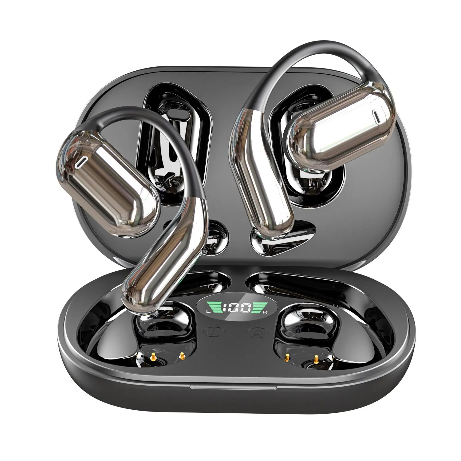 #SummerVibes Wireless Earbuds - 75hrs Playtime Bluetooth 5.4 Audio Headphones with Silicone Earhooks, Magnetic Digital Charging, Built-in Noise Cancelling Microphone, IPX7 Waterproof, Stereo Deep Bass for Workout, Running (2025 Model)