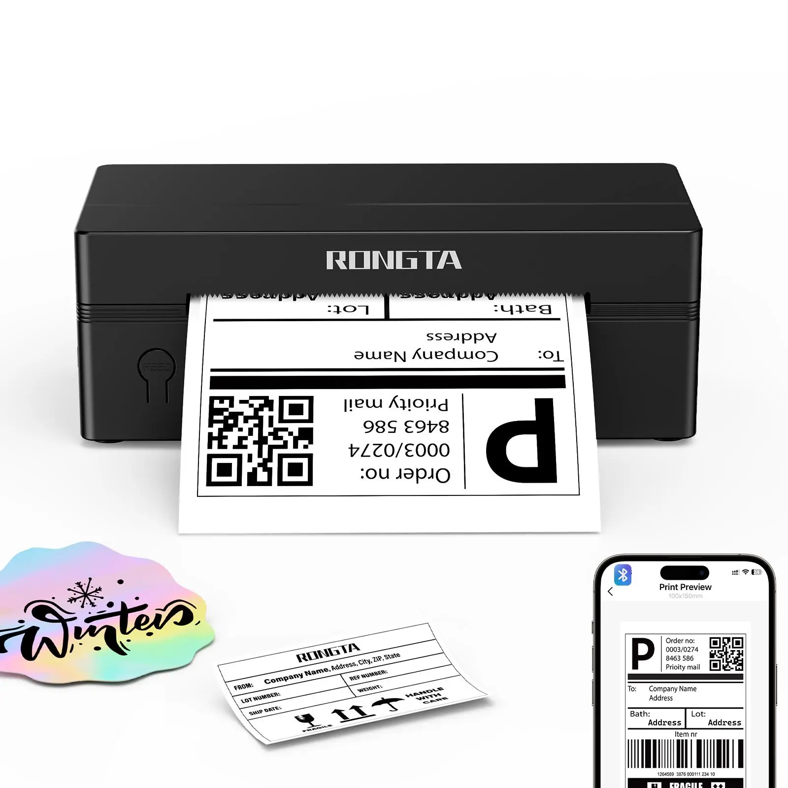 RONGTA Compact Portable Handheld Thermal Label Printer - Bluetooth Wireless Sticker Printer, Compatible with iOS, Android, Windows, Chromebook, Ideal for Etsy, Small Businesses, eBay