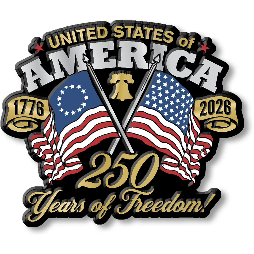 USA Crossed Flags 250th Anniversary Magnet by Classic Magnets