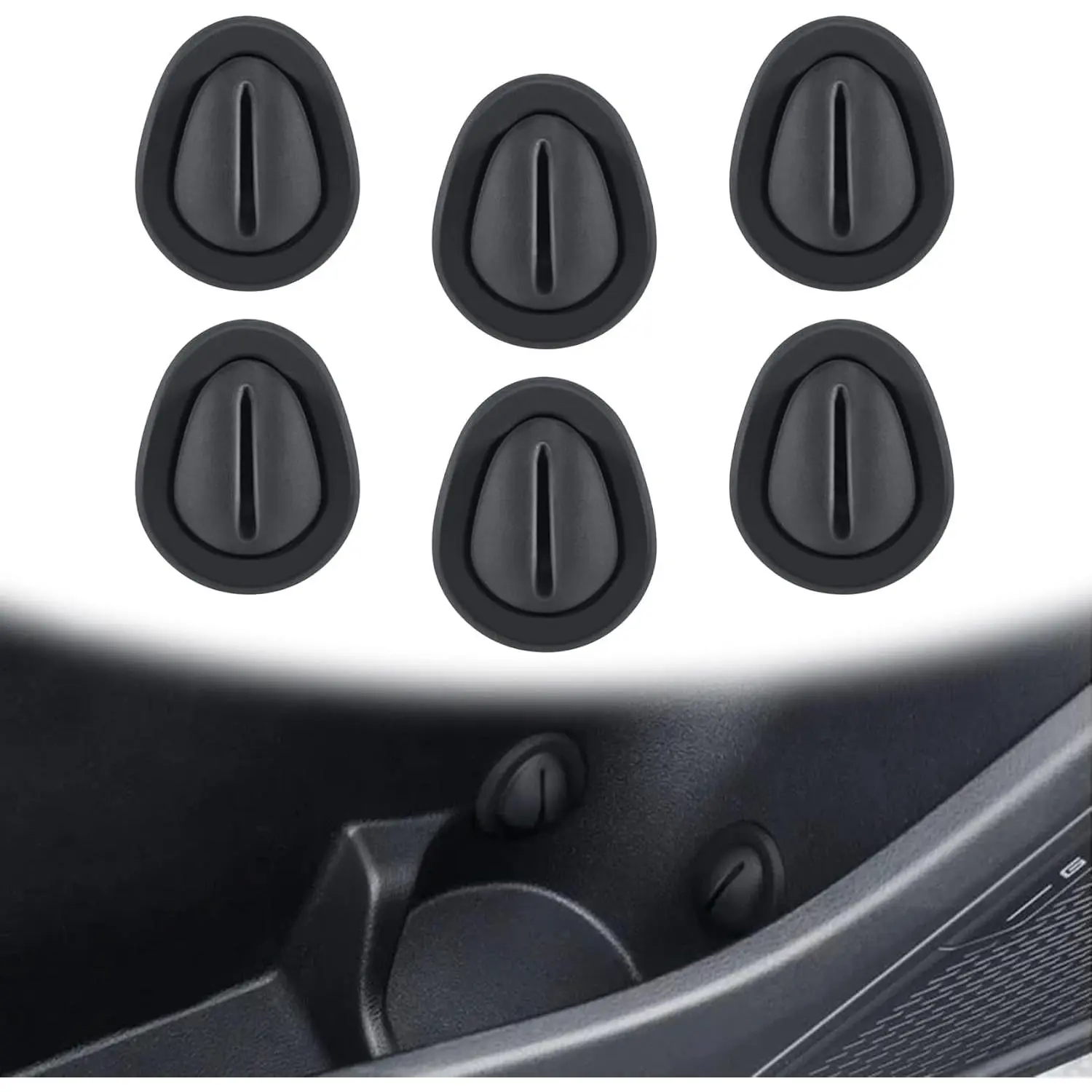 6 Pieces Car Water Cup Holder Limiter, Silicone Elastic Flexible Non-Slip Auto Interior Cup Stabilizer Accessories, Universal for Car Cup Holder Bottle Stabilizers with Self-Adhesive (Black)