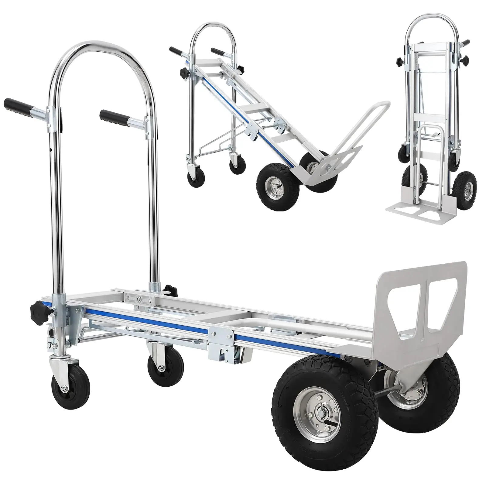 GARVEE Aluminum 2-in-1 Convertible Folding Trolley Hand Truck, 19.7"L x 5.7"W x 52.4"H, Carefully Selected Materials, 770 Lbs Load Capacity, Portable Commercial/Office Furniture Utility Cart