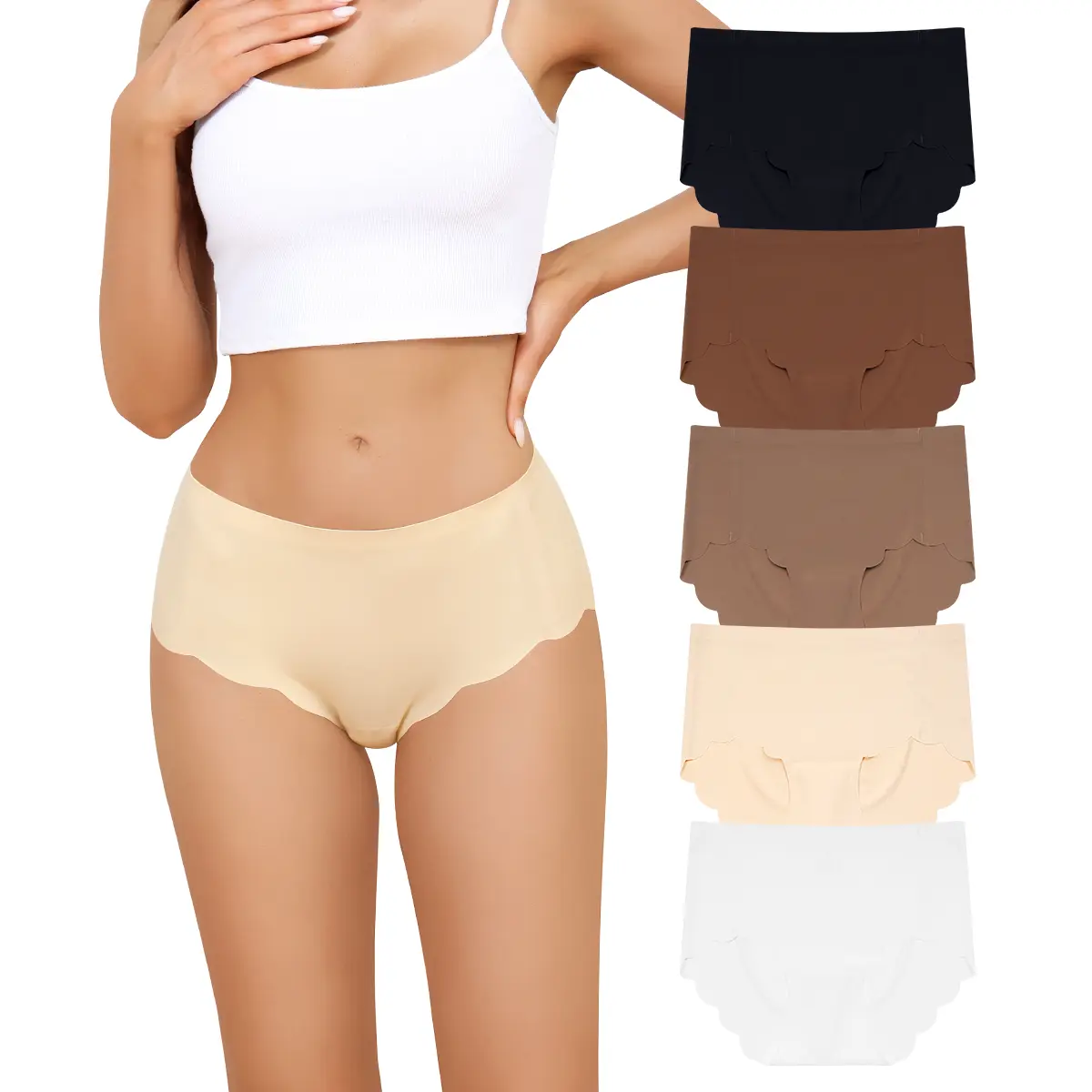 LEVAO Women’s No Show Seamless Padded Panties - 3/5 Pack, Anti Camel Toe, Nylon-Spandex for Flex, Machine-Washable, Easy Care Workout Underwear for Yoga & Gym, S-XXL, Panty, 5 Pack B, Leggings, Zero Panty Lines
