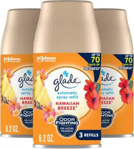 Glade Automatic Spray Refill, Air Freshener for Home and Bathroom, Hawaiian Breeze, 6.2 Oz, 3 Count