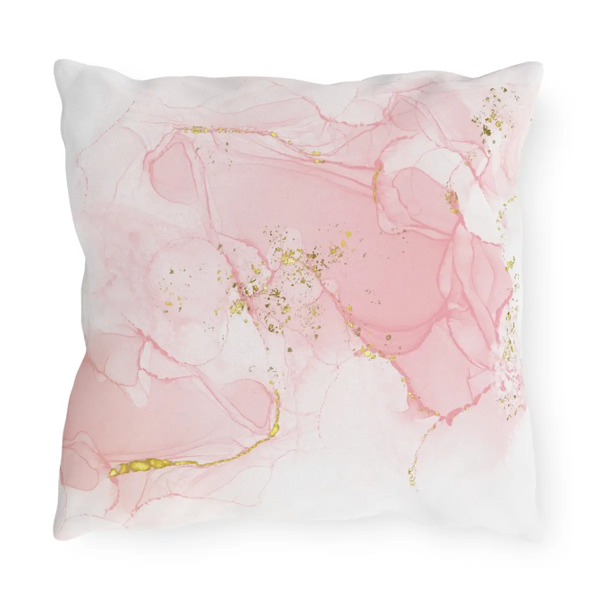 Pink and Gold Watercolor Outdoor Pillows, Patio Pillow