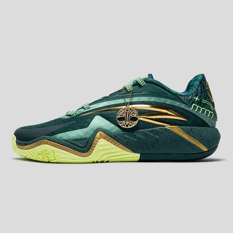 ANTA UNISEX KAI 3 "Alchemist” Basketball Shoes Green Gold Low-Top Performance Indoor Outdoor Court Team Practice Hoop Shoes Kyrie Irving