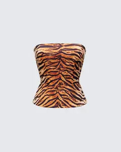 Juliana Brown Tiger Print Top