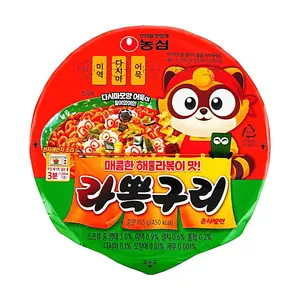 Nongshim Ramyun Spicy Seafood Stir-Fried Noodles 105g - Korean Instant Ramen, Rabokki Flavor Fusion