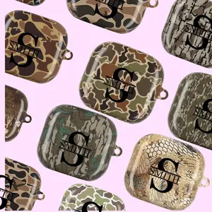 Personalized Last Name Hunting Camo AirPods Case, Custom Camouflage Protective Cover for AirPods Pro & 1 2 3 4, Gift for Him Her