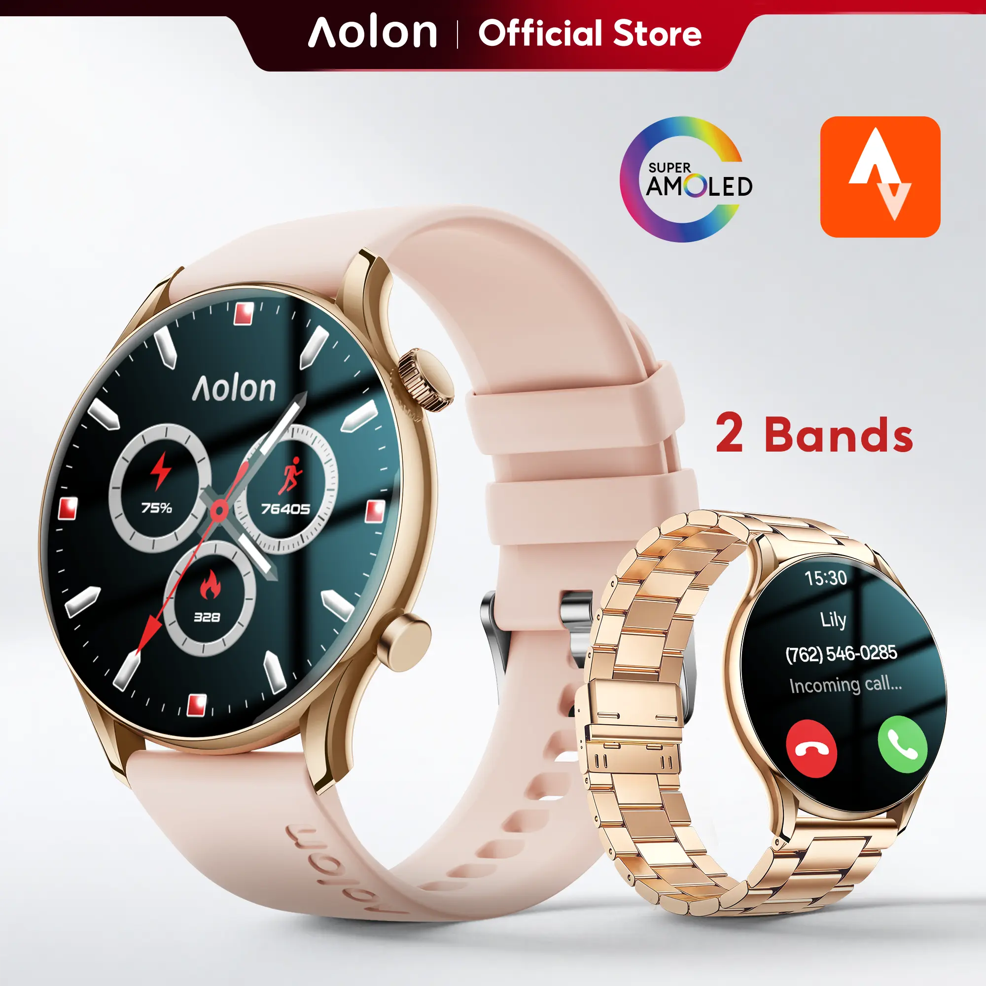 Aolon GTR3 Women's Wearable Smartwatch: 1.43" AMOLED Display, AOD, Bluetooth Calling, Women's Health Tracking, DIY Watch Faces, 110+ Sports Modes, IP68 Waterproof, 120-Hour Battery, iOS & Android. A perfect gift for her.#travel essentials#back to school t
