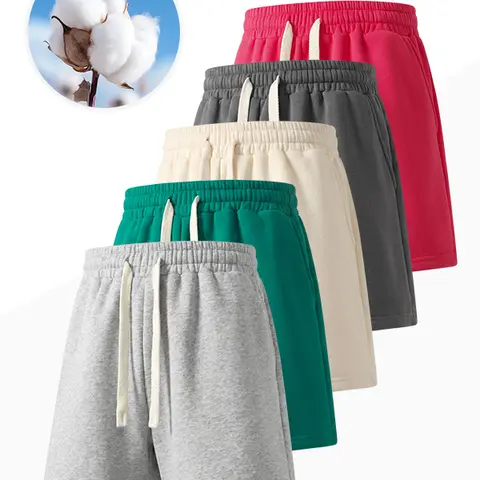 Women’s solid-color drawstring athletic shorts, comfortable and breathable, loose fit, knee-length sweat shorts, available in multiple colors
