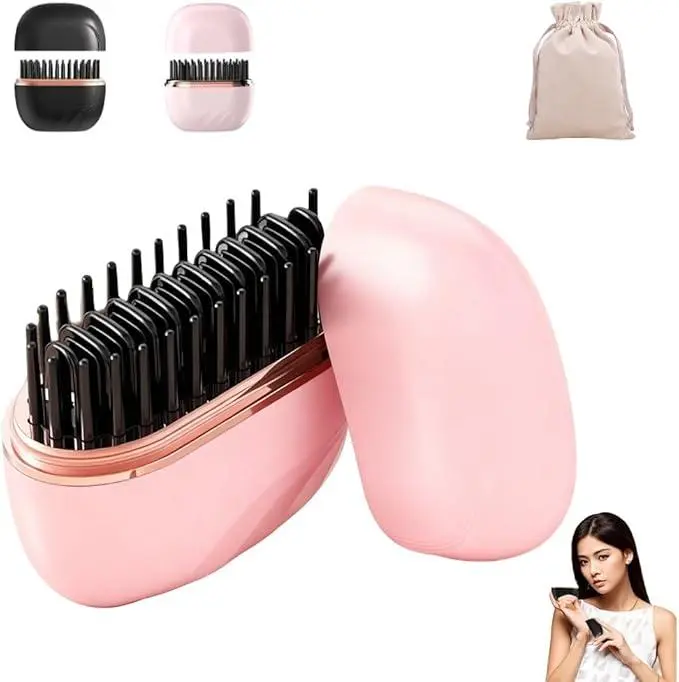 Mini Straightener, Rechargeable Portable Hair Straightener Brush, Fast Heating Hot Comb for Home Travel Gift, Anti Scald Shell, Lightweight and Portable, 3-Speed Temperature Control