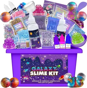 Funewest DIY slime kit for Girls Ages 6-12: mini Galaxy  slime kit Glow in The Dark Slime Making Kit with Glow Stickers, Glitter, Beads & Charms - Creative Sensory Fidget Toy Gift for Kids