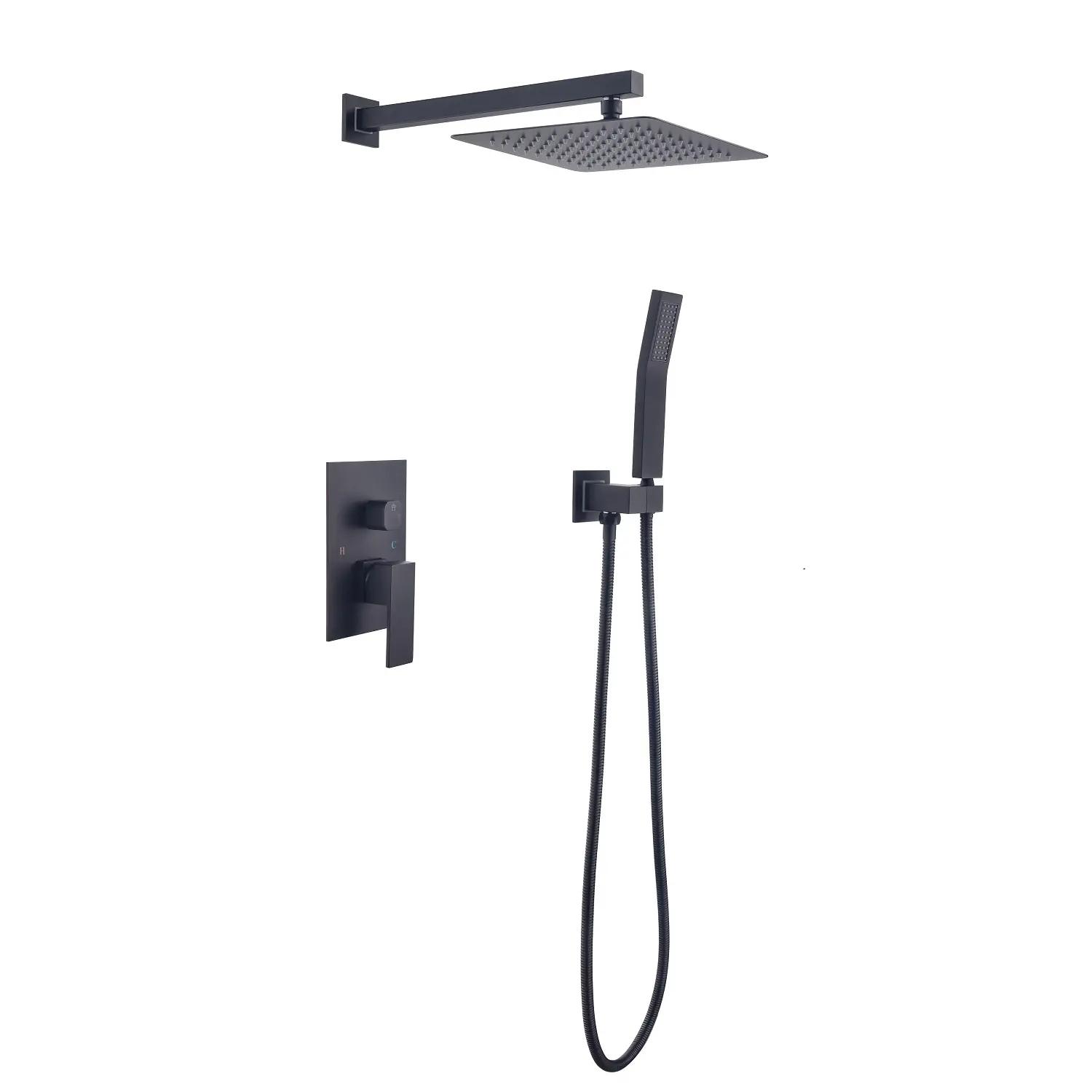 10-in Wall-Mounted Luxury Rain Shower Combo Set - Rain Shower Heads, American Standard Pipe Connections, Silicone Self-Clean Design for Natural Water Flow Experience