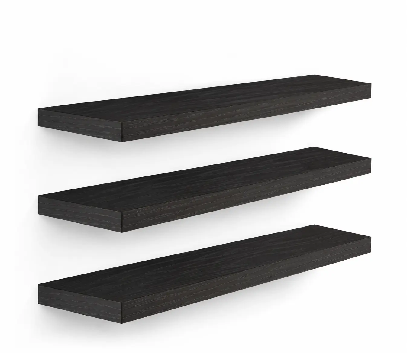 Set of 3,  Floating Shelves for Wall, Wall Mounted Rustic Wood Shelves (Black, Set of 3, 15.7in)
